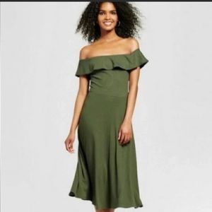 Target Off the shoulder Olive green Dress